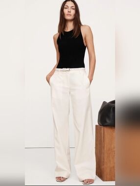 NWT Banana Republic The Everyday Wide Leg Tencel Cotton Iced Vanilla SP